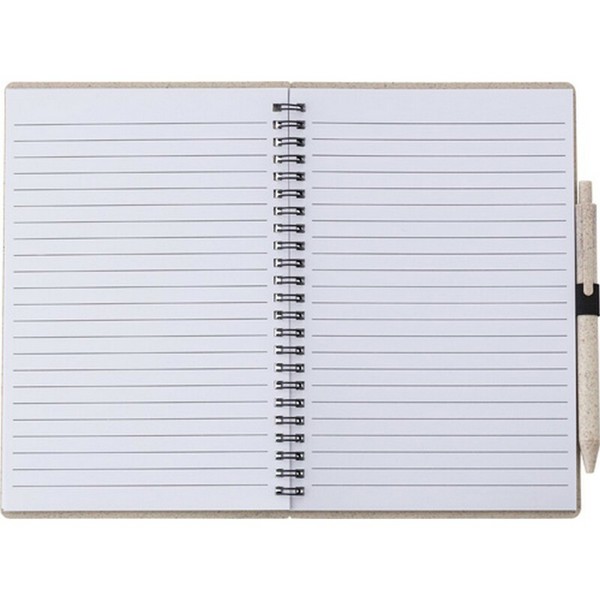 Wheat straw notebook approx. A5 with ball pen - light brown