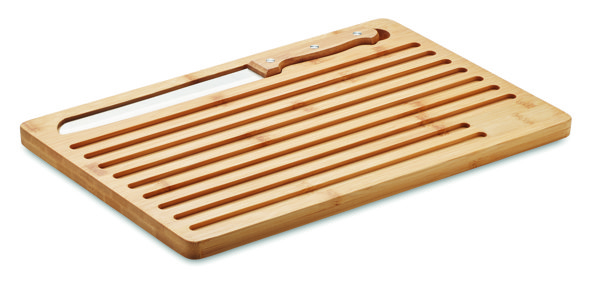 Deska za rezanje iz bambusa Lembaga, set nožev 355x235 mm
