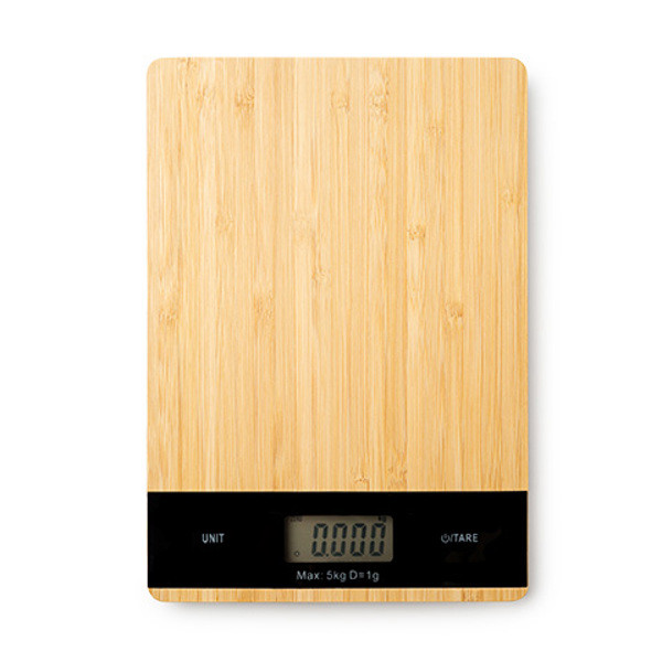 Báscula de cocina digital personalizada con carcasa de bambú 5 kg