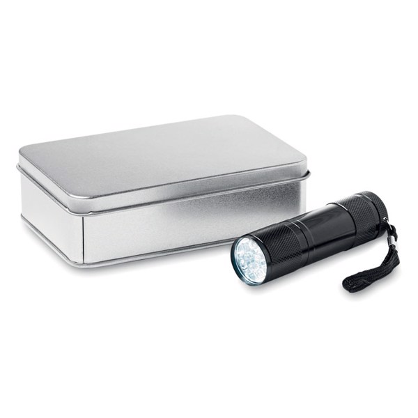 LED torch in tin box Led Plus - Black