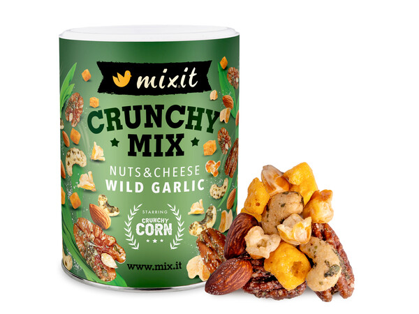 Crunchy mix - Syr, crunchy corn a oriešky s medvedím cesnakom