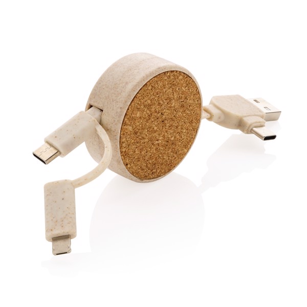 XD - Cork and Wheat 6-in-1 retractable cable