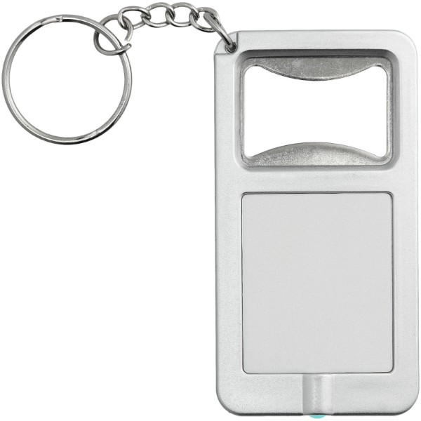 Orcus LED keychain light and bottle opener - White / Silver