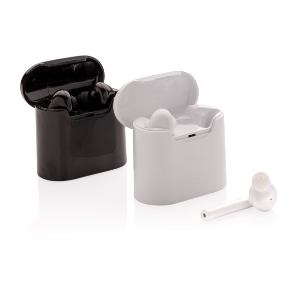 Liberty wireless earbuds in charging case - White