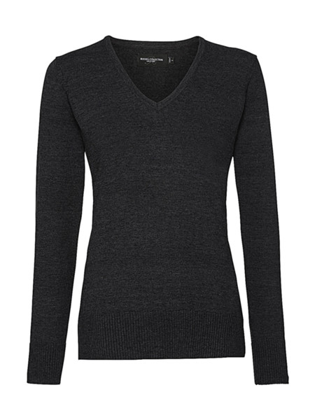 Ladies’ V-Neck Knitted Pullover - Black / 4XL