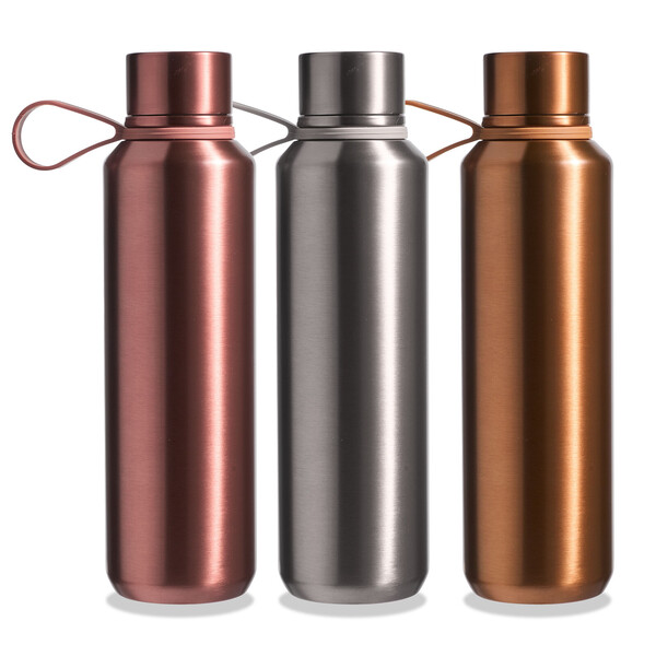 Garrafa Térmica em Aço Inoxidável Parede Dupla 600 ml - Prateada