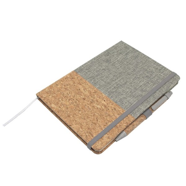 Cork notebook A5 with ball pen | Layla - grey