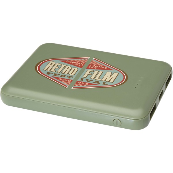 Power bank da 5000 mAh di Tipo C in plastica riciclata Asama - Verde melange