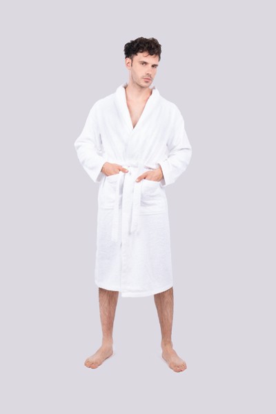 Olima Terry Bathrobe - White / M/L