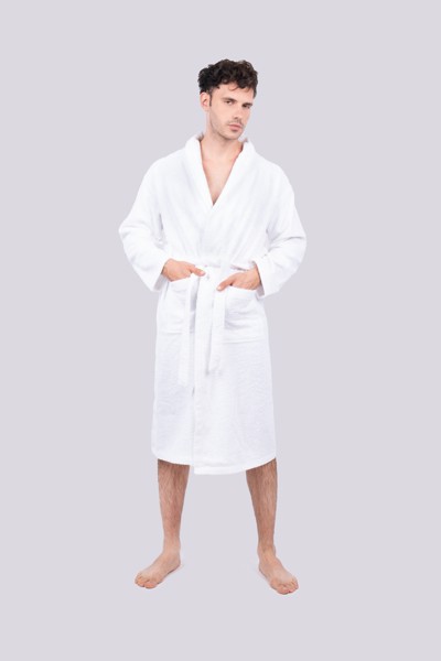 Olima Terry Bathrobe - White / XS/S