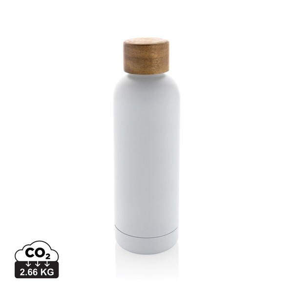 Wood RCS-gecertificeerde gerecycled rvs vacuümfles - Wit