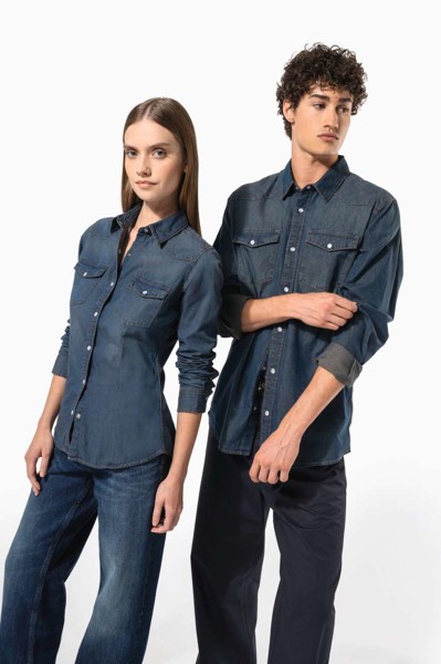 Men's Long-Sleeved Denim Shirt - S
