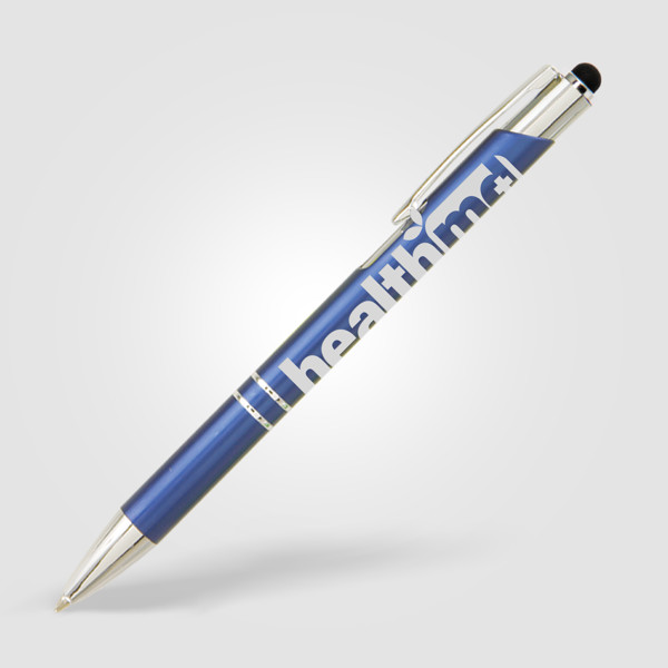 Stylo Crosby Mat Stylet coté clip - Bleu marine / Jet d’encre 4 couleurs