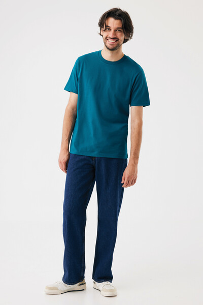 Tričko IQONIQ Brett z recykl. bavlny - Dark Teal / XS
