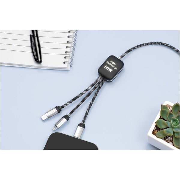 Cabo de carregamento Tipo C de 60 W com logotipo duplo iluminado SCX.design C33