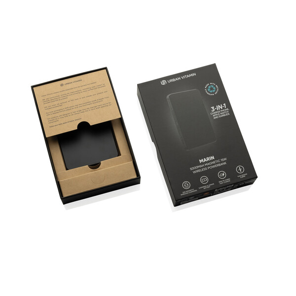 Bezdrátová magnetická powerbanka Urban Vitamin Marin 5000mAh - Černá