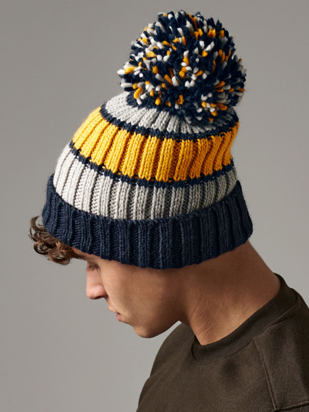 Hygge Striped Beanie - Black Cherry