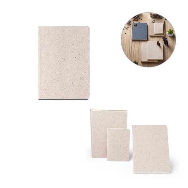 ORGANIC SEMI-RIGID. Bloco de notas A5 com capa semi-rígida fabricada a partir de matéria orgânica de elefante (80%)