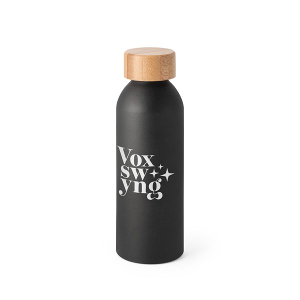 QUETA. Aluminium bottle with bamboo lid 550 mL - Black