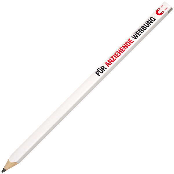 Magnetic carpenter's pencil, oval, sharpened - White With Magnet - White With Magnet