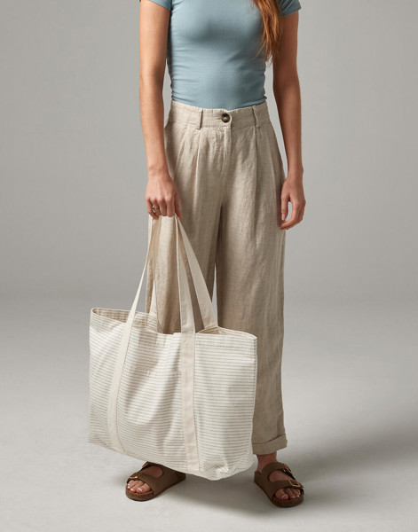 Striped Organic Cotton Shopper - Grey Stripe / ONE SIZE
