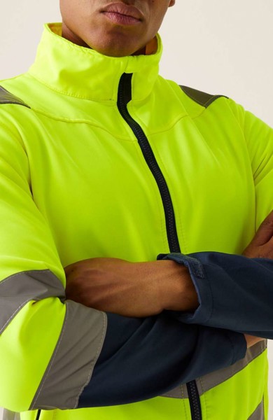 Pro Hi-Vis Softshell Jacket - Yellow / Navy / S
