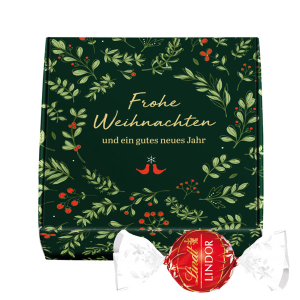 Klappbox S, Lindt Mischung | 4 Lindt LINDOR Minikugeln & 1 Lindt Weihnachtsmann, 28 g