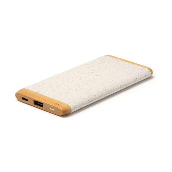 Custom wheat fiber and bamboo power bank 5000 mAh with charge indicator