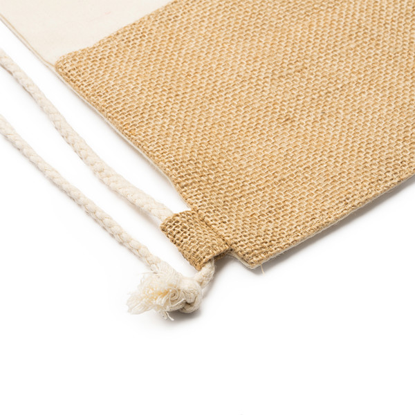 Personalised cotton and jute drawstring backpack 120 g/m²