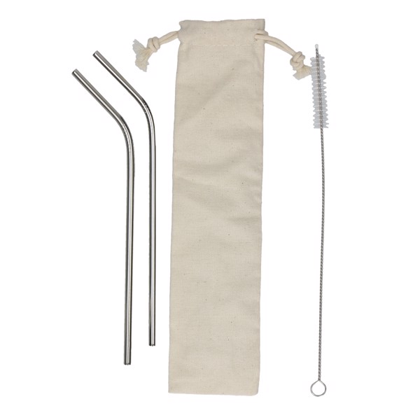 Ensemble De Paille "Steel" - Argent / Nature