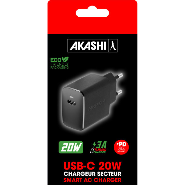 SHINCHAKU - CHARGEUR SECTEUR USB TYPE-C GAN 20W POWER DELIVERY - NOIR
