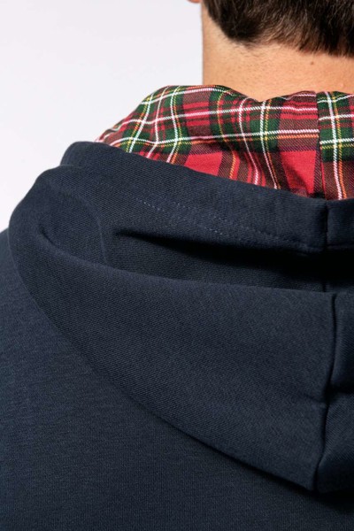 Unisex Contrast Patterned Hooded Sweatshirt - Navy / Mariniere / L