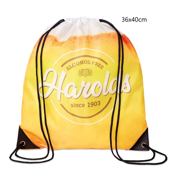 Full colour recycled PET drawstring bag with PU corners - 36x40cm