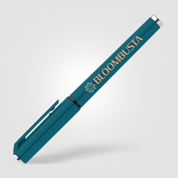 Islander Recycled Plastic Monochrome Gel Grip Pen - Teal / Silkscreen
