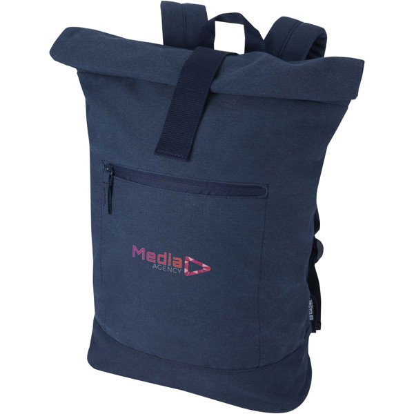 Sac à dos à fermeture enroulable Recanvas recyclé et certifié GRS de 14" et 16 L - Marine