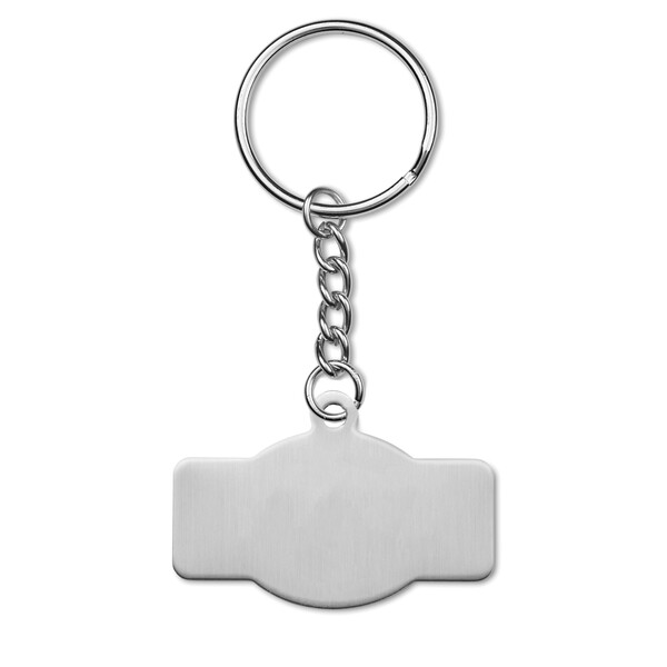 Porte-clés personnalisé en acier inoxydable recyclé avec doming en quadri - 40mm / M2 - anneau / Emballé dans du papier de soie