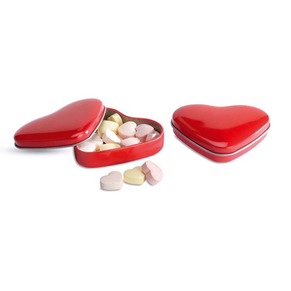 Heart tin box with candies Lovemint - Red