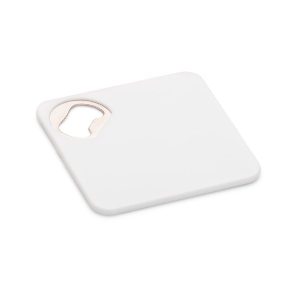 FUNFAYE. Coaster with bottle opener - White