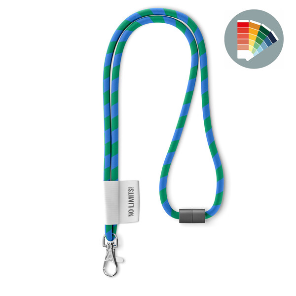 Polyester Lanyard mit 2-farbiger Kordel und Full Color Label - Eigenes PMS / Eigenes PMS / Metallkarabiner / Sicherheitsverschluss