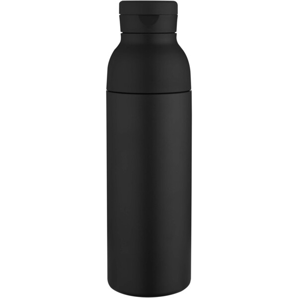 Illuminate 650 ml RCS recycled double wall stainless steel water bottle with 3-piece lid set - Black