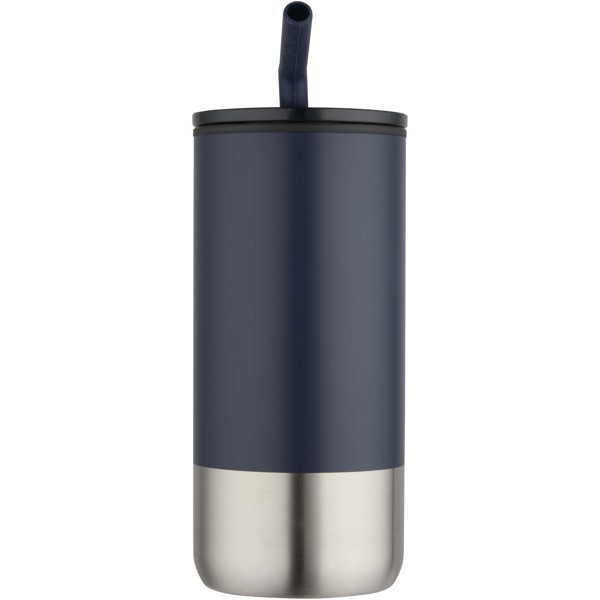Gobelet isotherme Grayson 480 ml certifié RCS avec paille en silicone - Marine