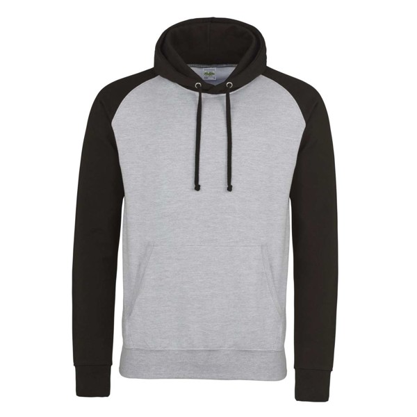 Baseball Hoodie - Heather Grey / Jet Black / M