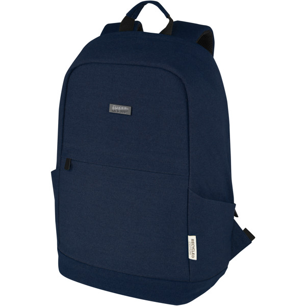 Sac à dos anti-vol pour ordinateur portable Joey de 18 L en toile recyclée GRS 15,6 pouces - Marine