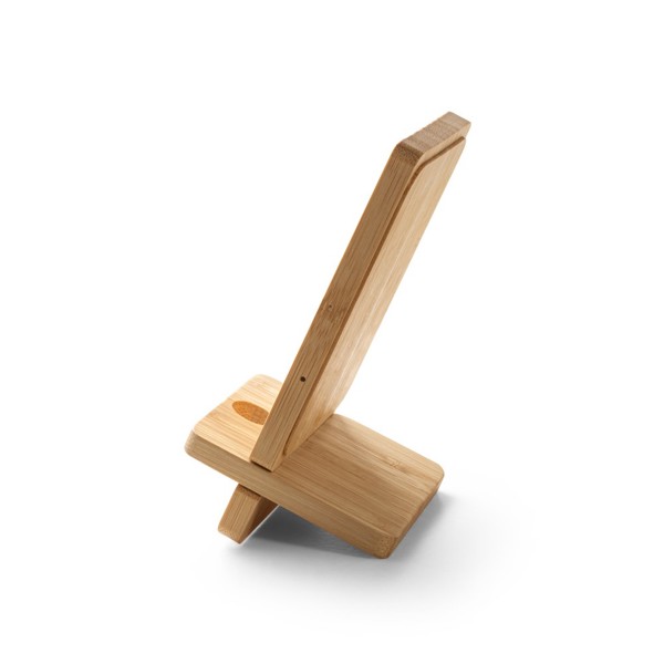 Suporte para smartphone com carregador rápido wireless 15W em bambu - LANGE