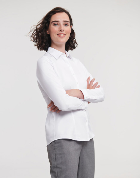 Ladies'LS Herringbone Shirt - White / 3XL (46)