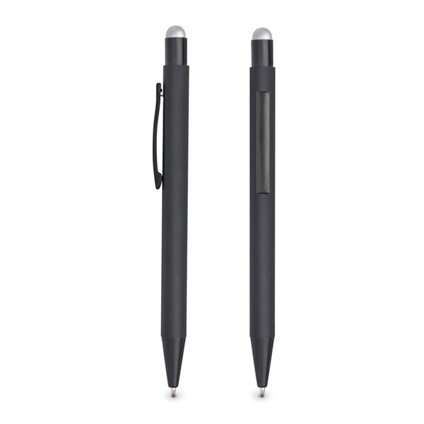 Esferográfica Em Alumínio, Touch Colorido - Prateado