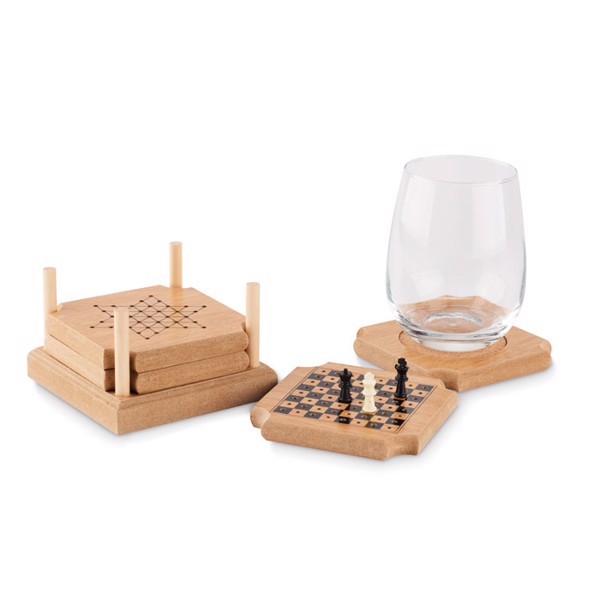 Coastgame 4-in-1 coaster game set, cork,MDF