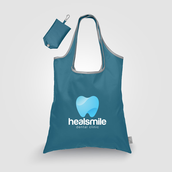 Santorini - Fourre-tout pliable rPET - Bleu marine / Jet d’encre 4 couleurs