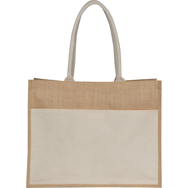 Jute bag with leader ANA - Beige