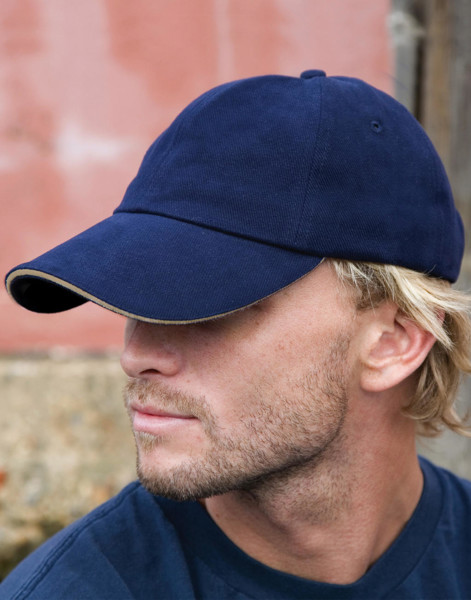 Sandwich Brushed Cotton Cap - Black / Red / ONE SIZE